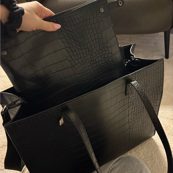 Black Beis Croc Embossed Work Tote Bag - Picture 2 of 8
